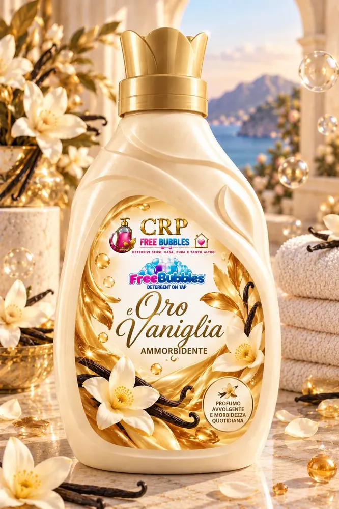 Flacone di Ammorbidente Oro e Vaniglia (Lenor) della linea Free Bubbles