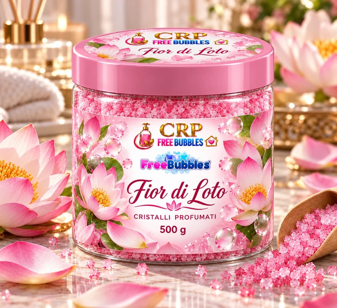 Barattolo di Cristalli profumati Fior di Loto della linea Free Bubbles