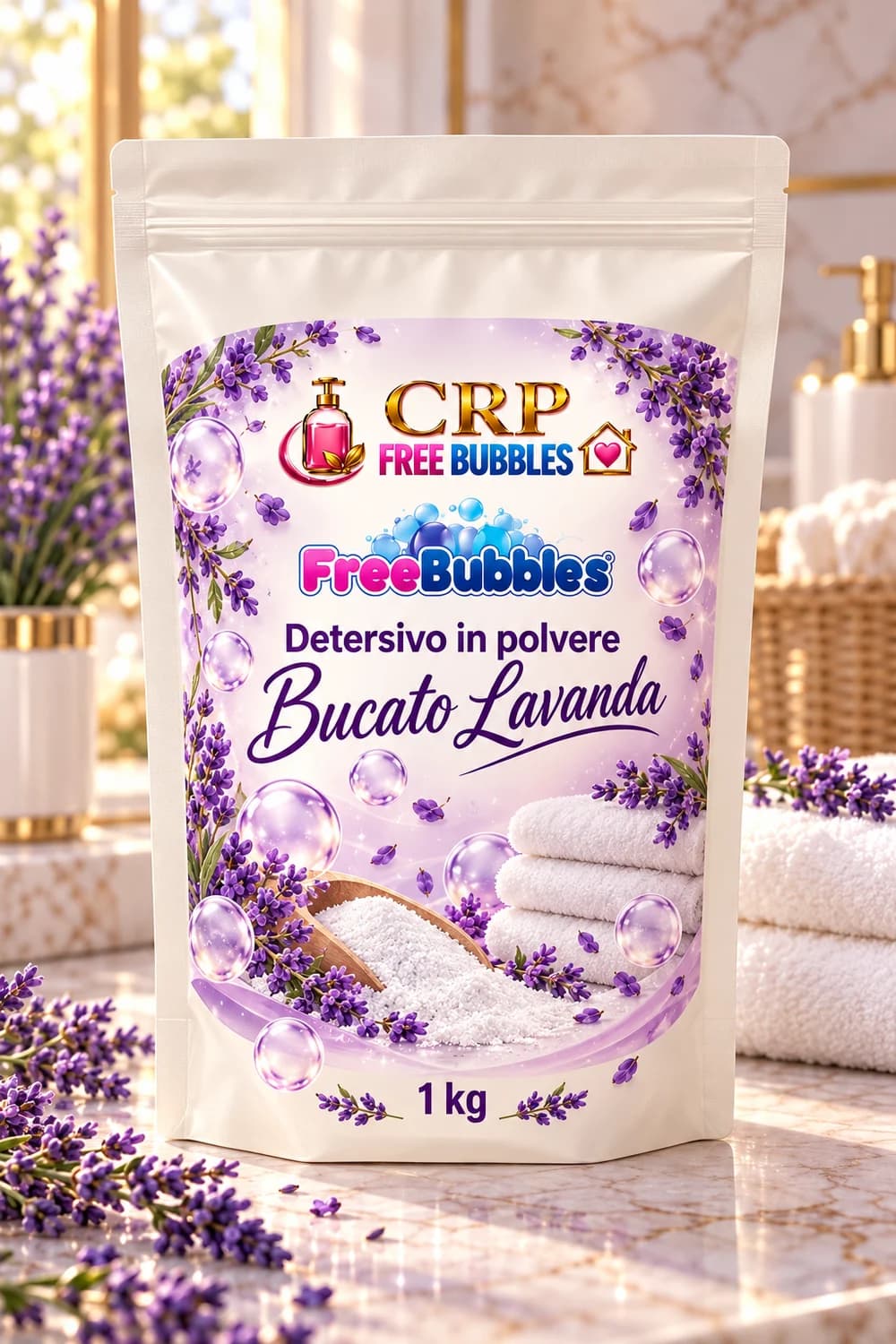 Rappresentazione illustrativa di Detersivo in polvere bucato Lavanda CRP Free Bubbles