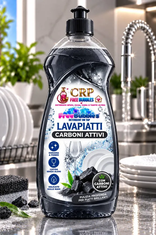 Flacone di Lavapiatti Carboni Attivi della linea Free Bubbles