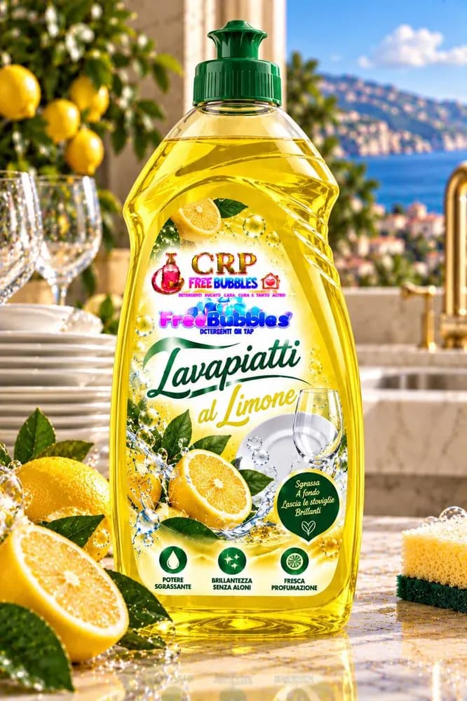 Flacone di Lavapiatti Limone della linea Free Bubbles