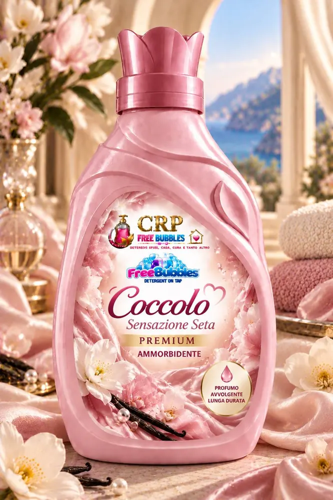 Flacone di Ammorbidente Coccolo Sensazione Seta Premium (Lenor) della linea Free Bubbles
