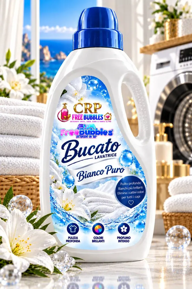 Flacone di Bucato Lavatrice Bianco Puro della linea Free Bubbles