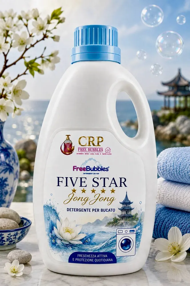 Flacone di Bucato Lavatrice Five Star Jong Jong (Essenze di Elda) della linea Free Bubbles