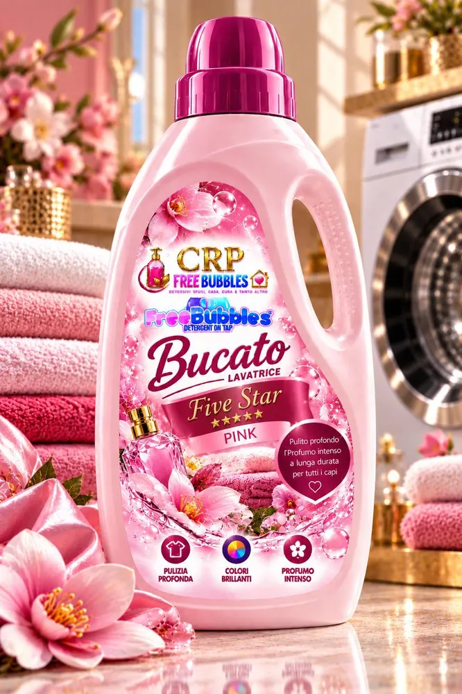 Flacone di Bucato Lavatrice Five Star Pink della linea Free Bubbles