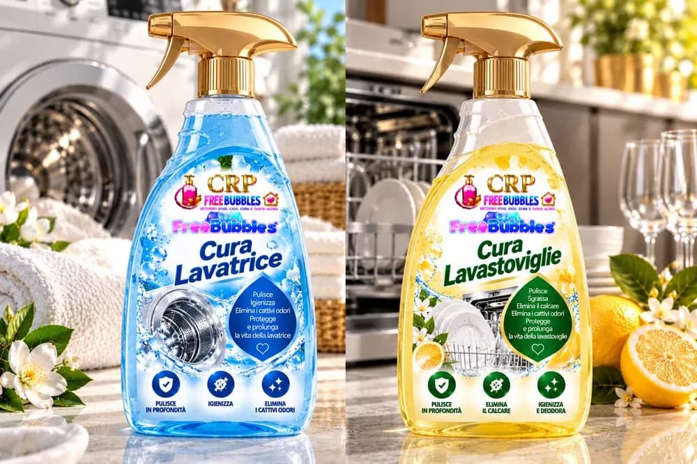 Flacone di Cura Lavatrice e Lavastoviglie della linea Free Bubbles