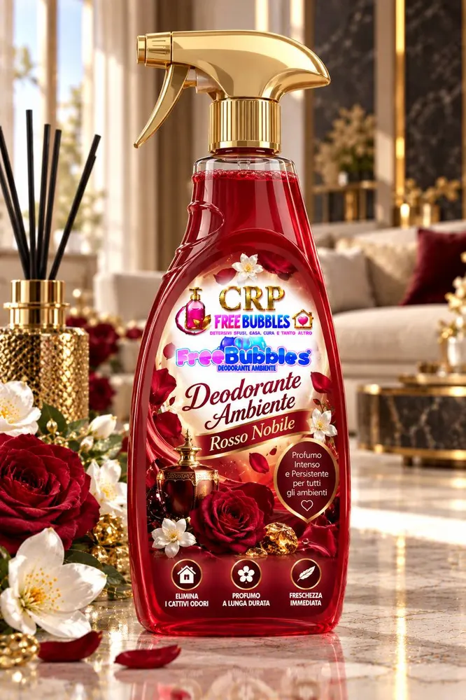 Flacone di Deo Ambiente Rosso Nobile della linea Free Bubbles